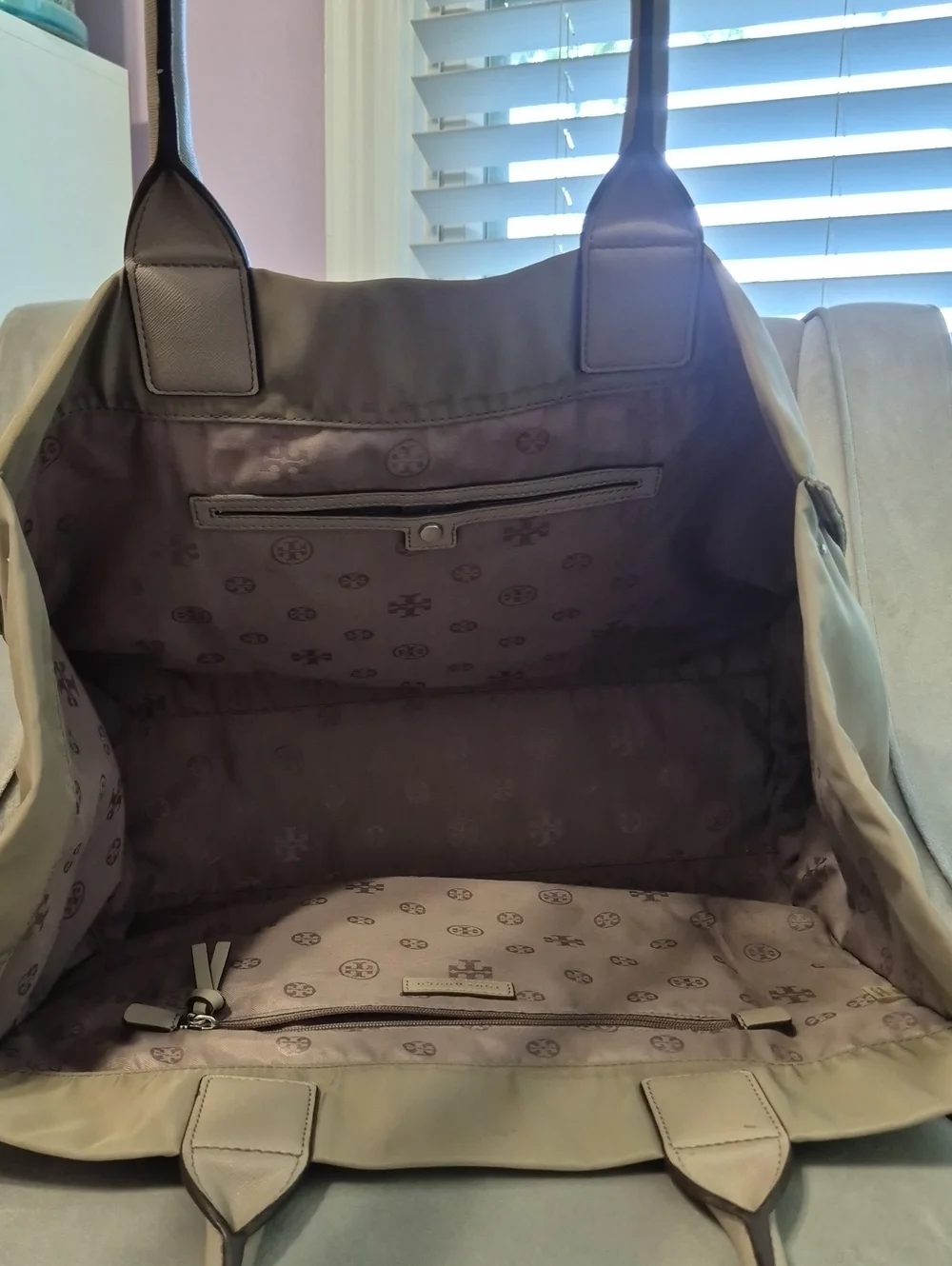 TORY BURCH Beige Taupe Logo Tote AS IS!